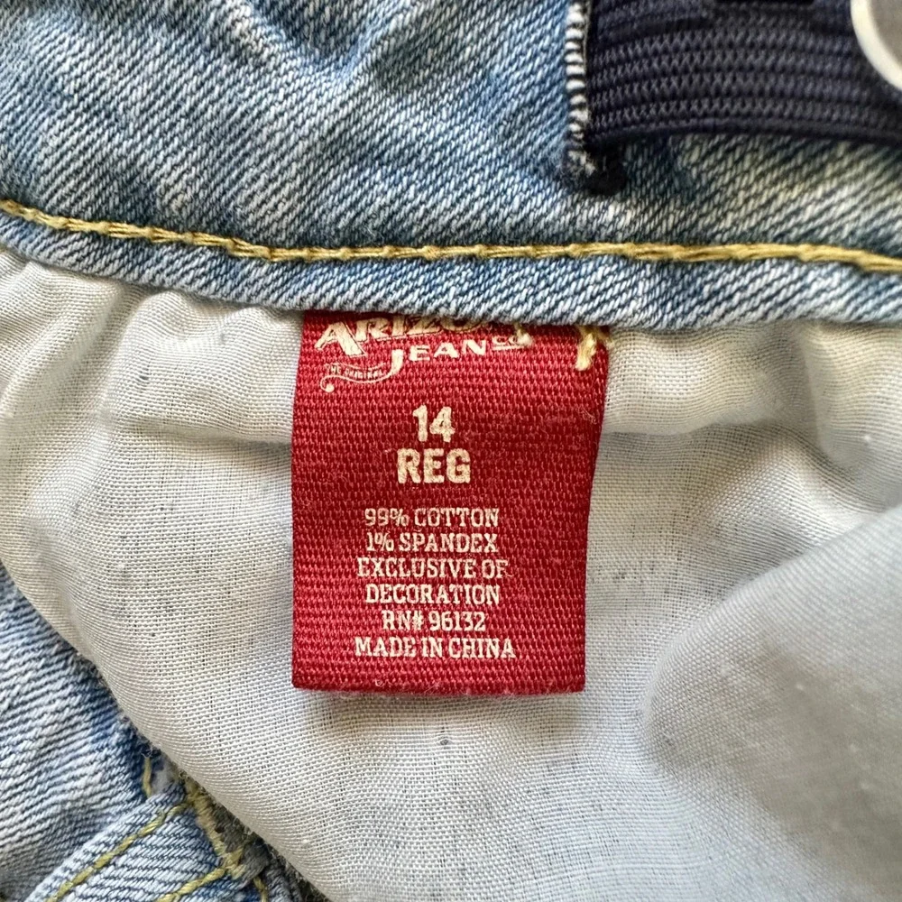 Arizona‎ Girls Youth Size 14 Reg Bermuda Denim Shorts Light Wash Adjustable